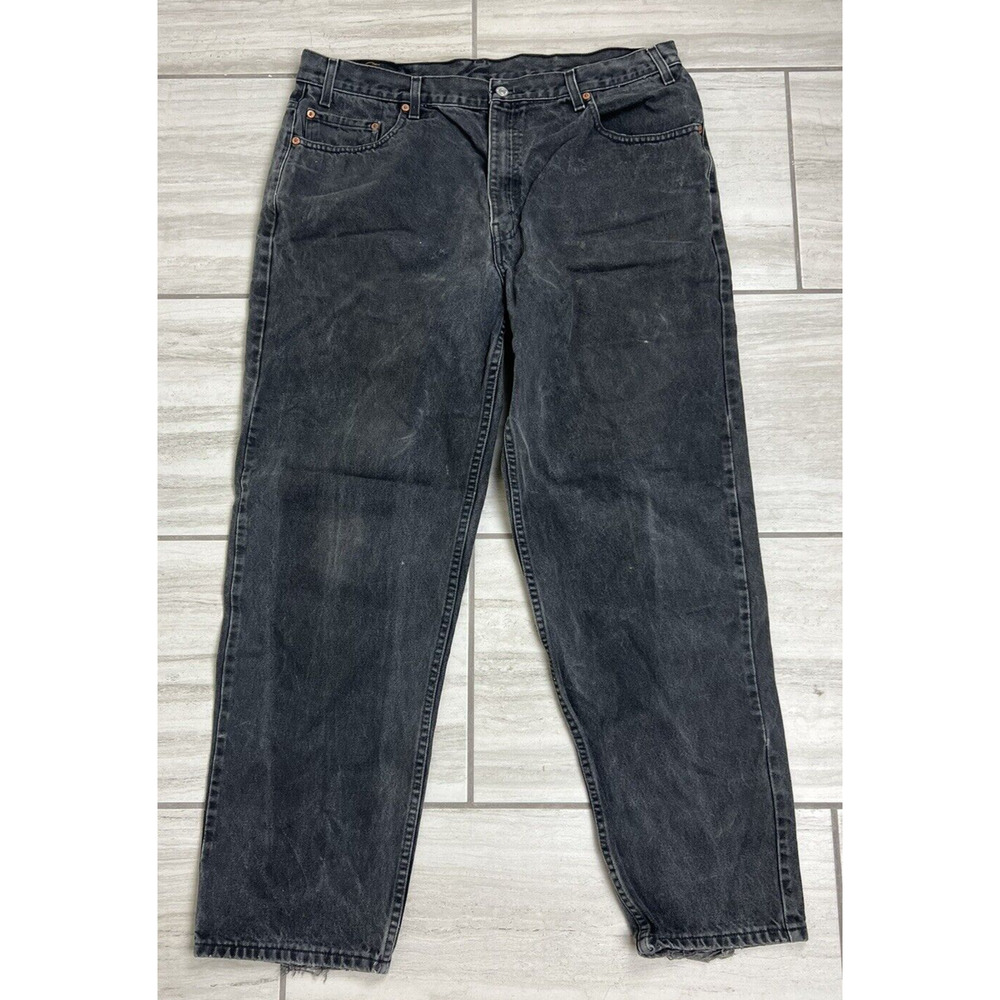 Levi’s 505 40x32 Distressed Regular Fit Straight Leg Black Denim Vintage…